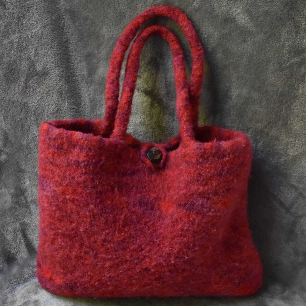Handmade Wool Felted Knit Purse - Picture 4 of 11